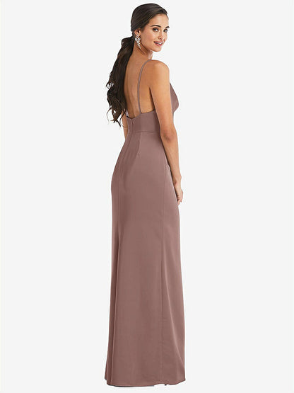 【STYLE: 3072】Cowl-Neck Draped Wrap Maxi Dress with Front Slit【COLOR: Sienna】