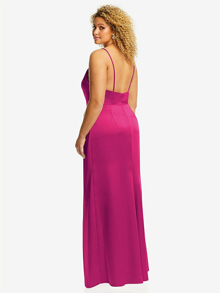 【STYLE: 3072】Cowl-Neck Draped Wrap Maxi Dress with Front Slit【COLOR: Think Pink】