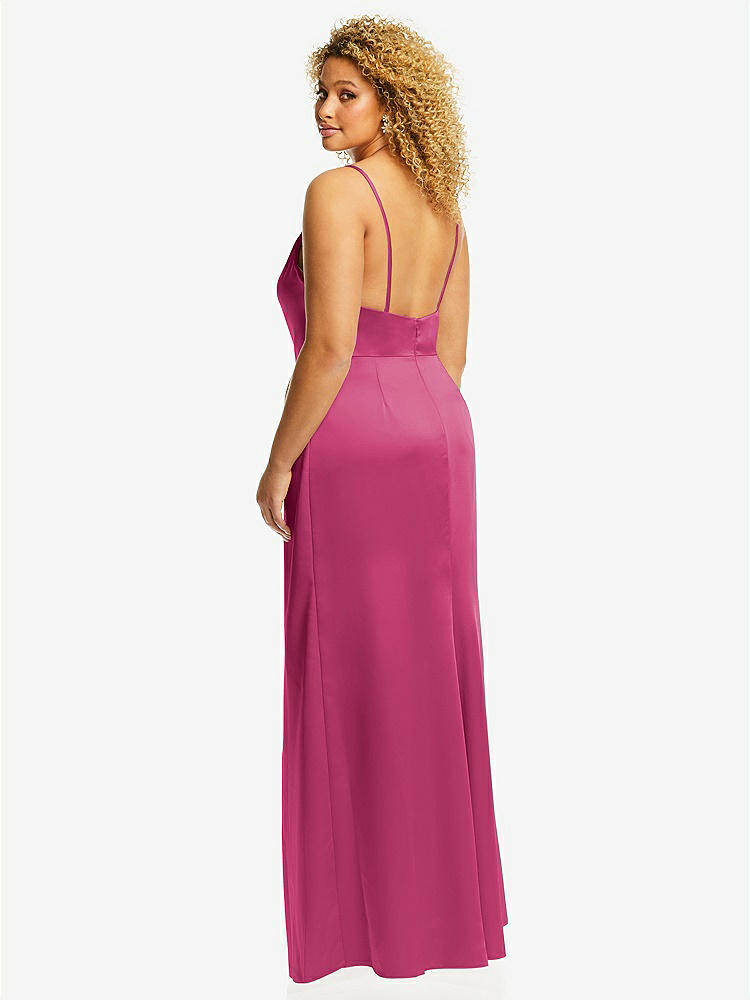 【STYLE: 3072】Cowl-Neck Draped Wrap Maxi Dress with Front Slit【COLOR: Tea Rose】