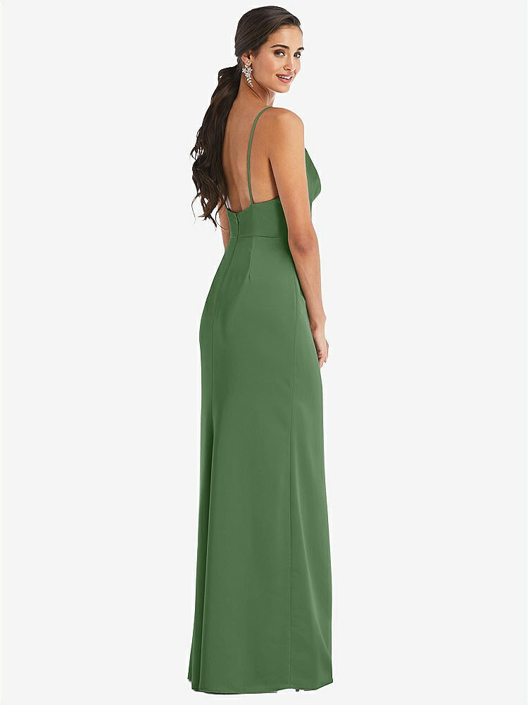 【STYLE: 3072】Cowl-Neck Draped Wrap Maxi Dress with Front Slit【COLOR: Vineyard Green】