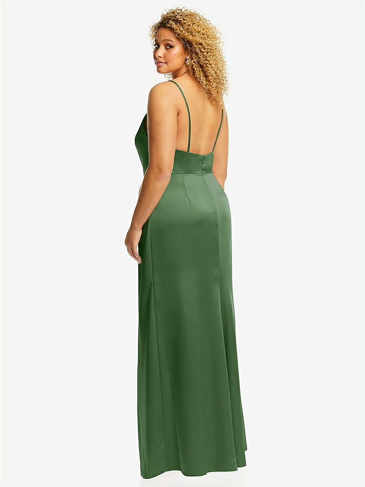 【STYLE: 3072】Cowl-Neck Draped Wrap Maxi Dress with Front Slit【COLOR: Vineyard Green】
