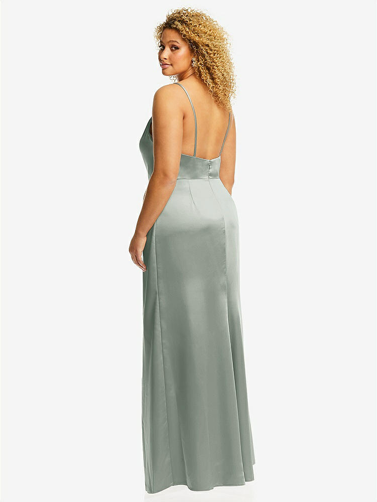 【STYLE: 3072】Cowl-Neck Draped Wrap Maxi Dress with Front Slit【COLOR: Willow Green】