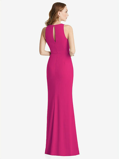 【NEW】【STYLE: 3081】ホルター マキシ ドレス カスケード フリル スリット【COLOR: Think Pink】【SIZE: 00-30W】