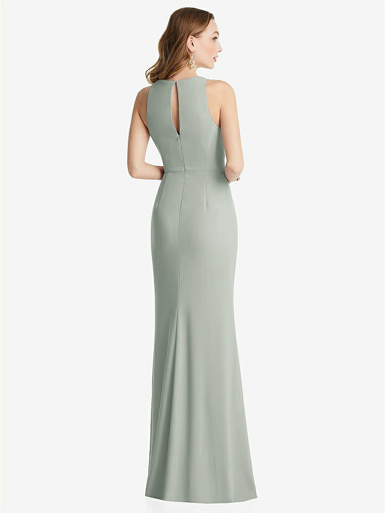 【NEW】【STYLE: 3081】ホルター マキシ ドレス カスケード フリル スリット【COLOR: Willow Green】【SIZE: 00-30W】
