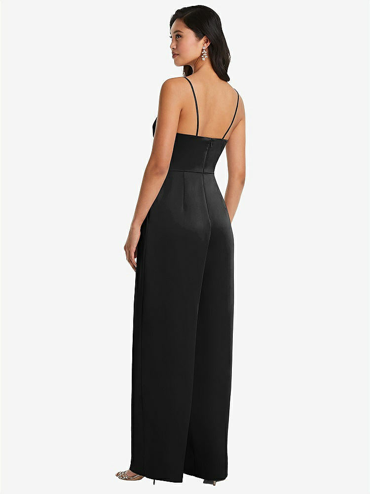 【STYLE: 3080】Cowl-Neck Spaghetti Strap Maxi Jumpsuit with Pockets【COLOR: Black】
