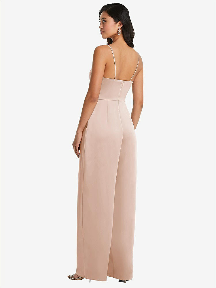 【STYLE: 3080】Cowl-Neck Spaghetti Strap Maxi Jumpsuit with Pockets【COLOR: Cameo】
