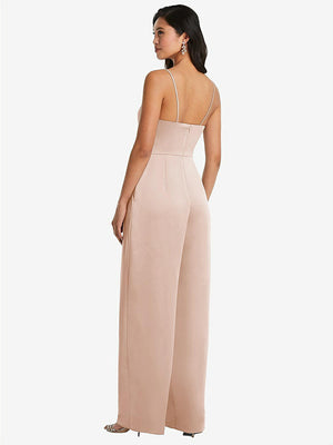 【NEW】【STYLE: 3080】カウルネック スパゲッティ ストラップ マキシ ジャンプスーツ ポケット【COLOR: Cameo】【SIZE: 00-30W】