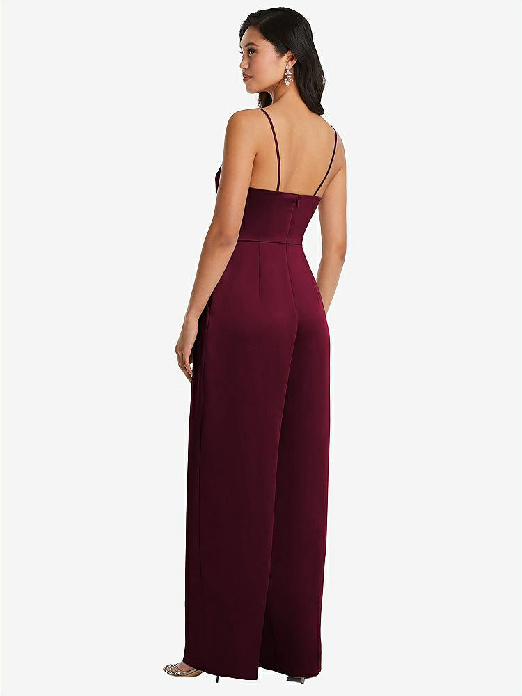 【STYLE: 3080】Cowl-Neck Spaghetti Strap Maxi Jumpsuit with Pockets【COLOR: Cabernet】