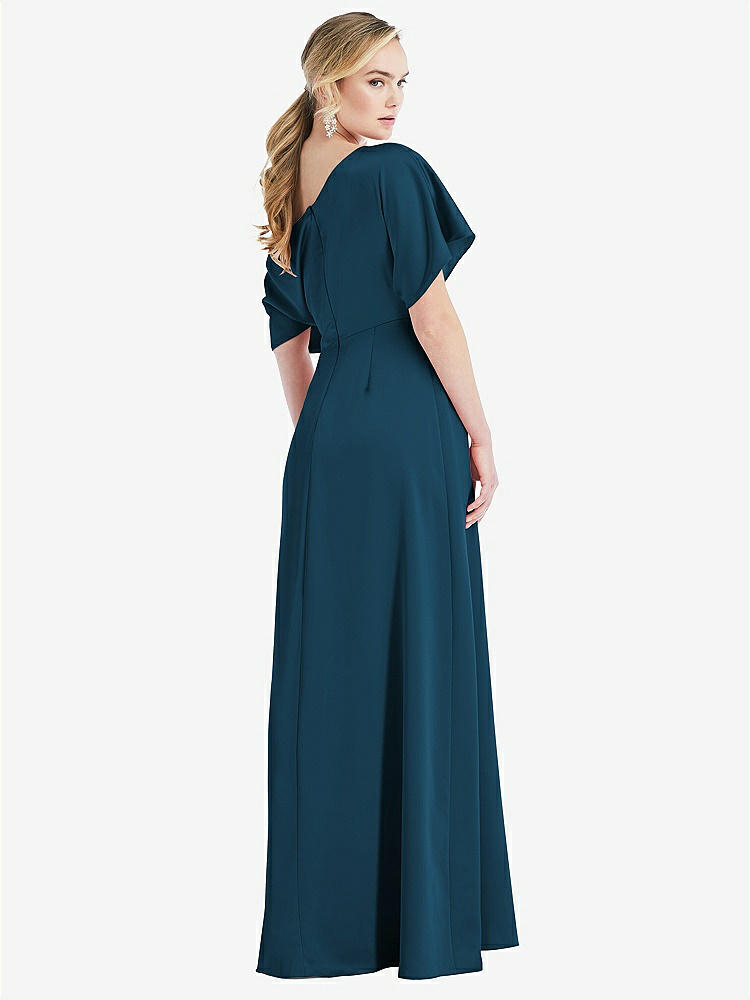 【NEW】【STYLE: 3076】ワンショルダー スリーブ ブルーソン トランペット ガウン【COLOR: Atlantic Blue】【SIZE: 00-30W】
