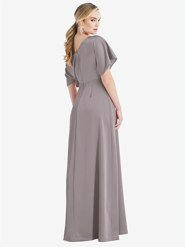 【NEW】【STYLE: 3076】ワンショルダー スリーブ ブルーソン トランペット ガウン【COLOR: Cashmere Gray】【SIZE: 00-30W】