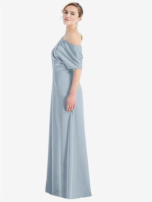 【NEW】【STYLE: 3076】ワンショルダー スリーブ ブルーソン トランペット ガウン【COLOR: Mist】【SIZE: 00-30W】