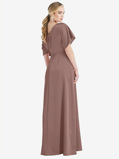 【NEW】【STYLE: 3076】ワンショルダー スリーブ ブルーソン トランペット ガウン【COLOR: Sienna】【SIZE: 00-30W】