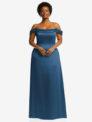 【NEW】【STYLE: 3079】ドレープ pretat 肩から maxi ドレス【COLOR: Dusk Blue】【SIZE: 00-30W】