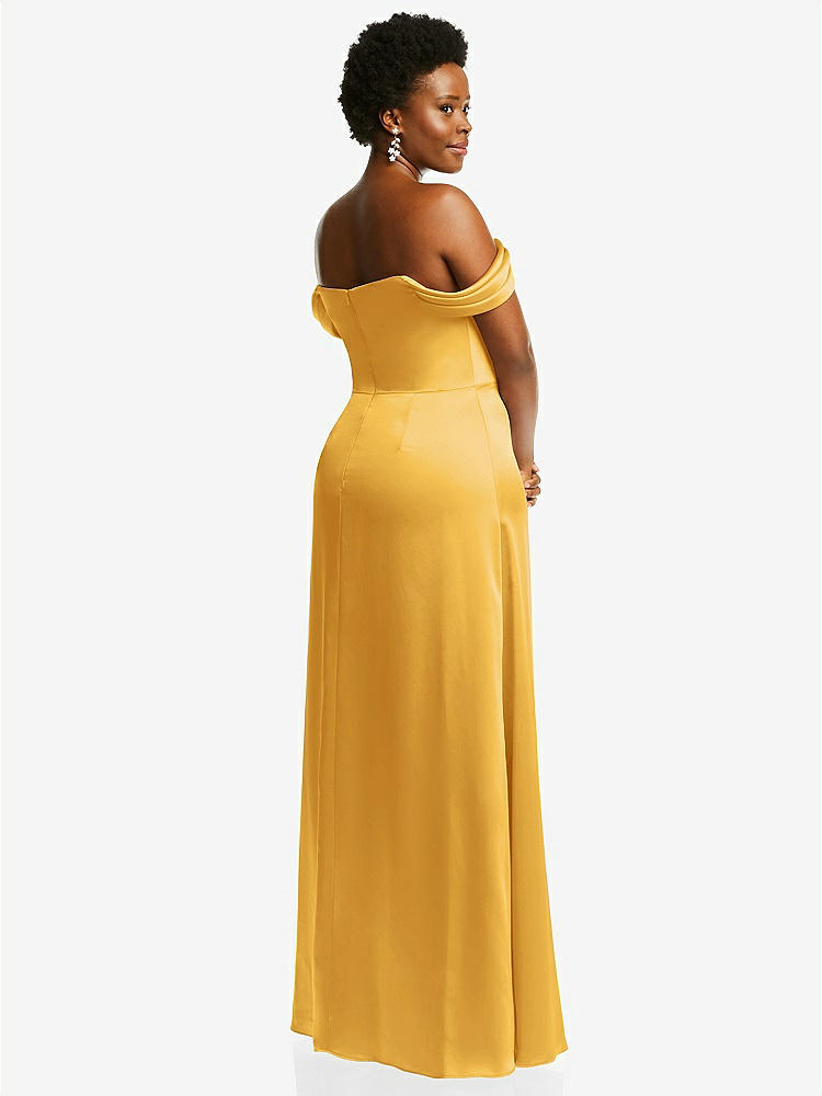 【STYLE: 3079】Draped Pleat Off-the-Shoulder Maxi Dress【COLOR: NYC Yellow】