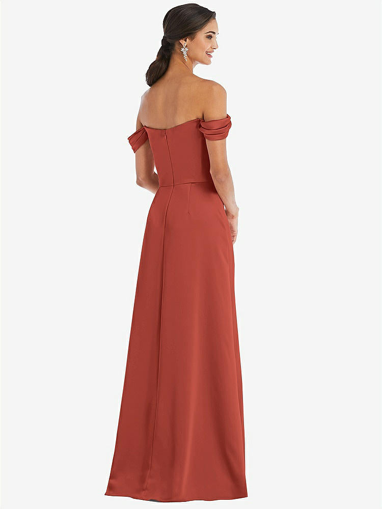 【STYLE: 3079】Draped Pleat Off-the-Shoulder Maxi Dress【COLOR: Amber Sunset】
