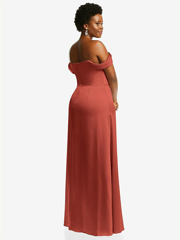 【STYLE: 3079】Draped Pleat Off-the-Shoulder Maxi Dress【COLOR: Amber Sunset】