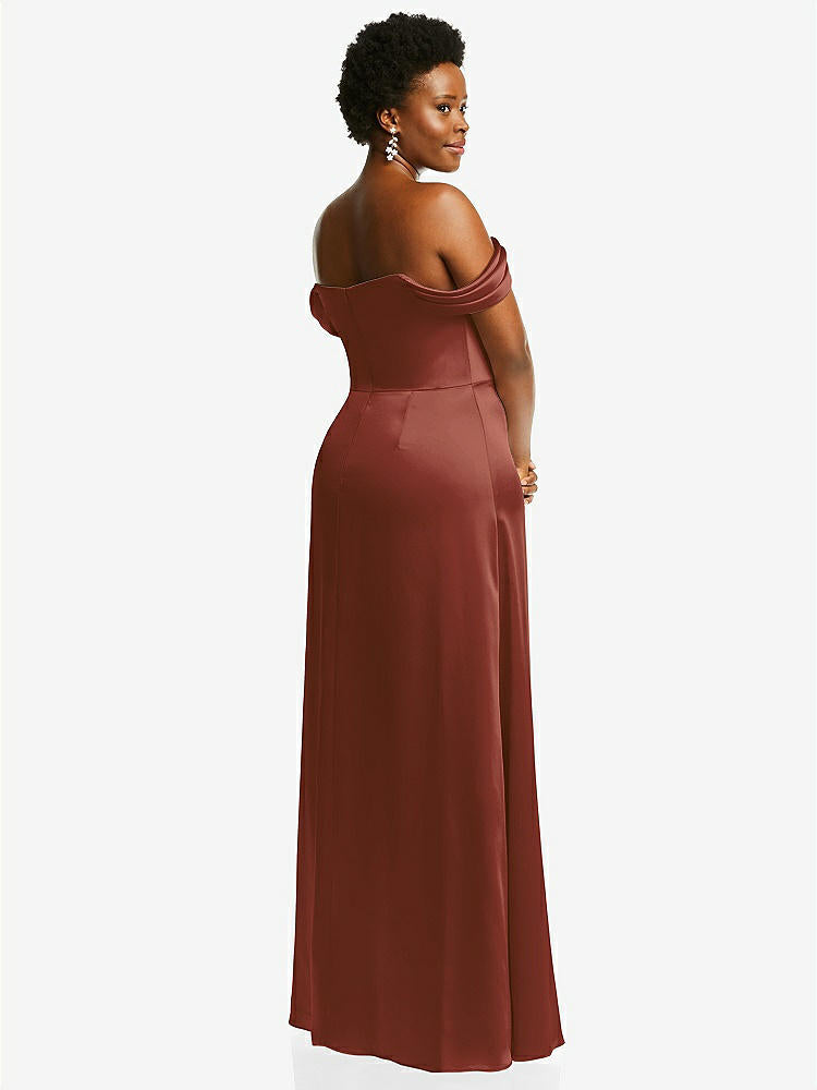 【STYLE: 3079】Draped Pleat Off-the-Shoulder Maxi Dress【COLOR: Auburn Moon】