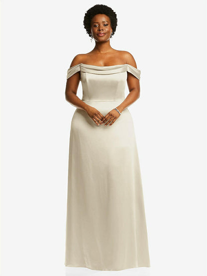 【NEW】【STYLE: 3079】ドレープ pretat 肩から maxi ドレス【COLOR: Champagne】【SIZE: 00-30W】