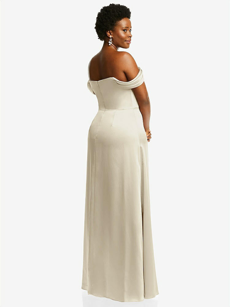 【STYLE: 3079】Draped Pleat Off-the-Shoulder Maxi Dress【COLOR: Champagne】