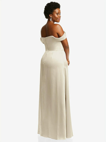 【NEW】【STYLE: 3079】ドレープ pretat 肩から maxi ドレス【COLOR: Champagne】【SIZE: 00-30W】