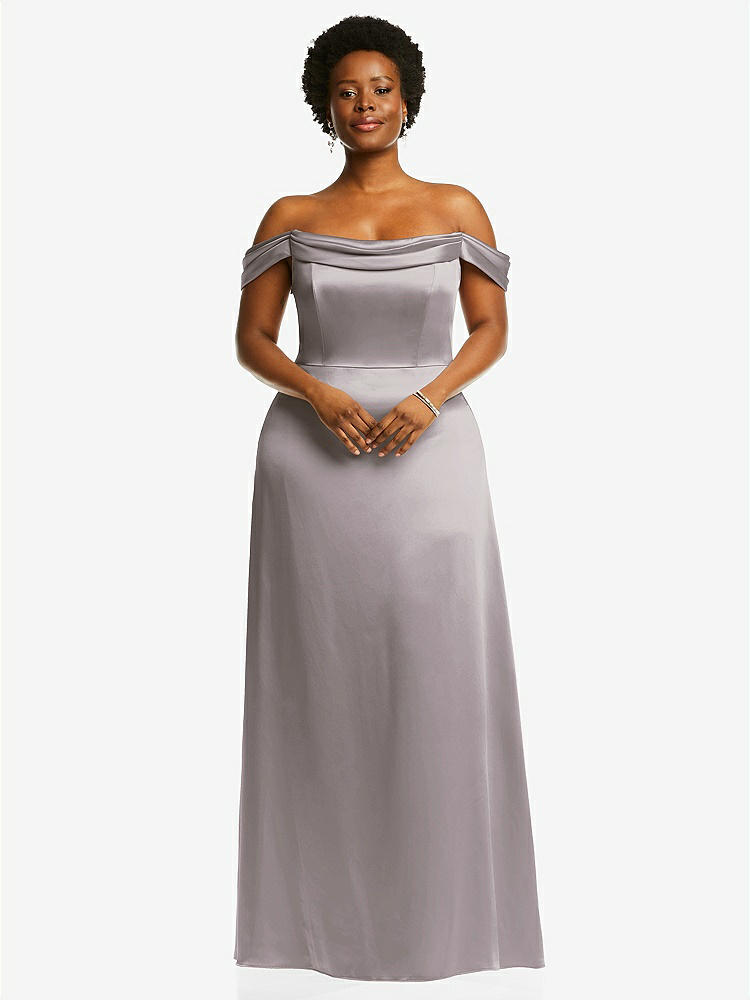 【STYLE: 3079】Draped Pleat Off-the-Shoulder Maxi Dress【COLOR: Cashmere Gray】