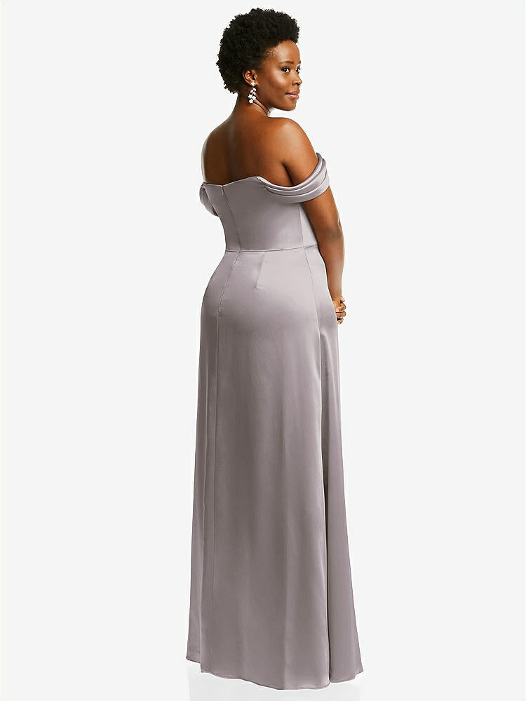 【STYLE: 3079】Draped Pleat Off-the-Shoulder Maxi Dress【COLOR: Cashmere Gray】