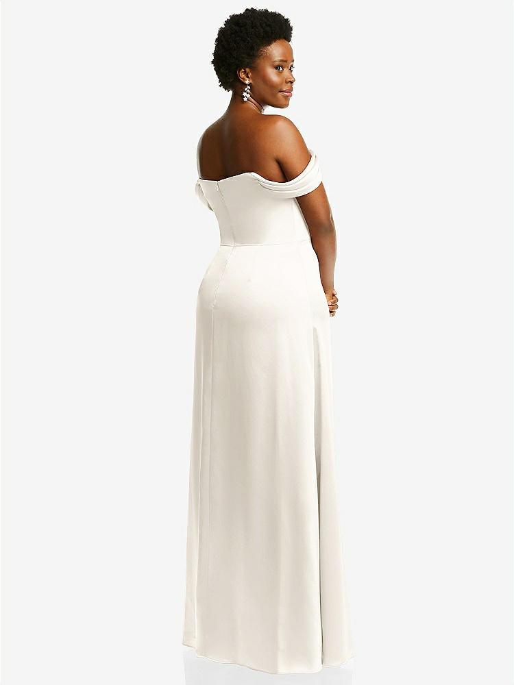 【STYLE: 3079】Draped Pleat Off-the-Shoulder Maxi Dress【COLOR: Ivory】