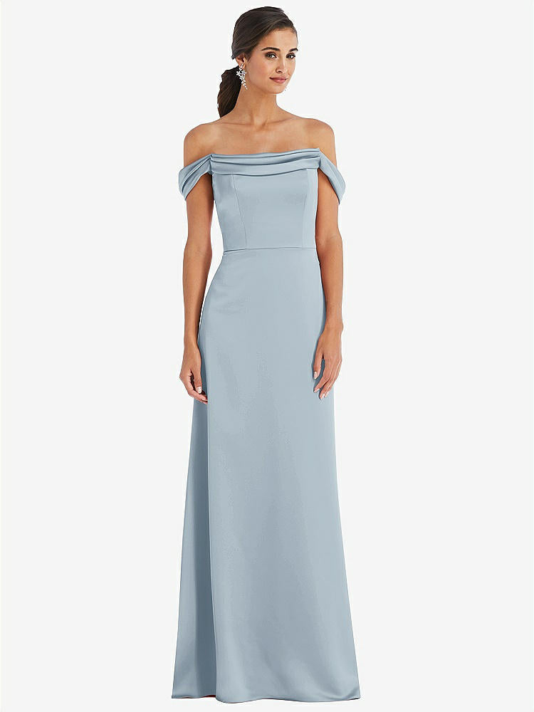 【STYLE: 3079】Draped Pleat Off-the-Shoulder Maxi Dress【COLOR: Mist】