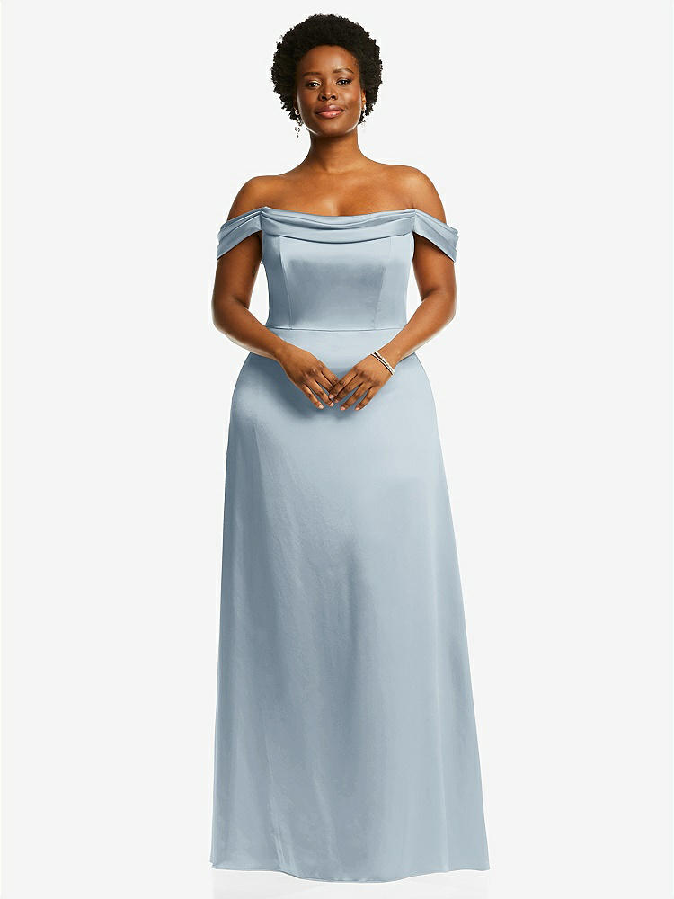 【STYLE: 3079】Draped Pleat Off-the-Shoulder Maxi Dress【COLOR: Mist】