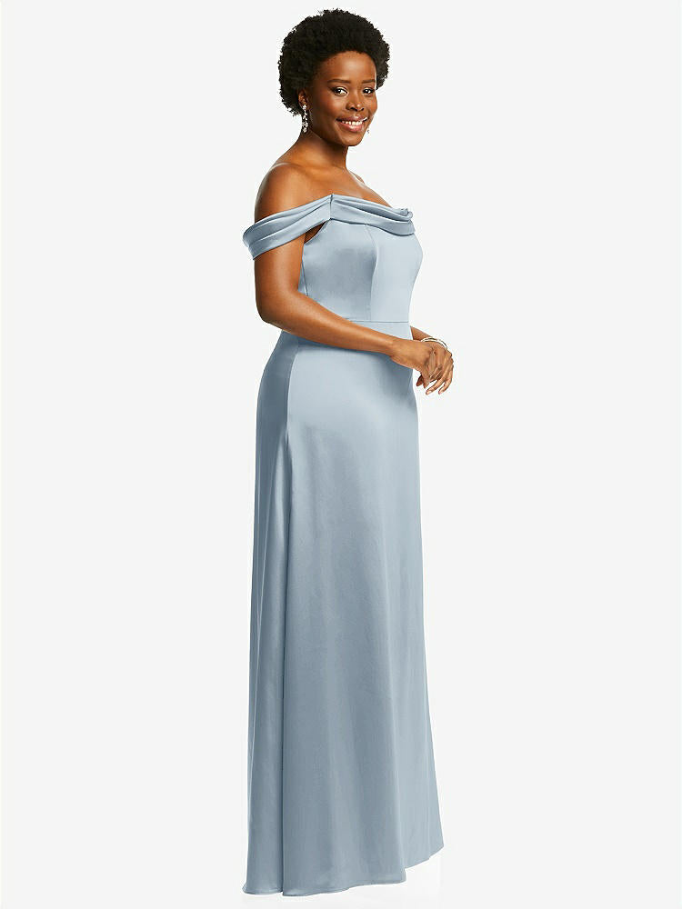 【STYLE: 3079】Draped Pleat Off-the-Shoulder Maxi Dress【COLOR: Mist】
