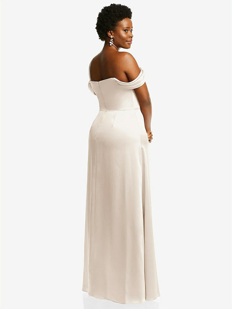 【STYLE: 3079】Draped Pleat Off-the-Shoulder Maxi Dress【COLOR: Oat】