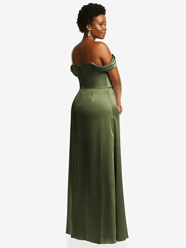 【STYLE: 3079】Draped Pleat Off-the-Shoulder Maxi Dress【COLOR: Olive Green】