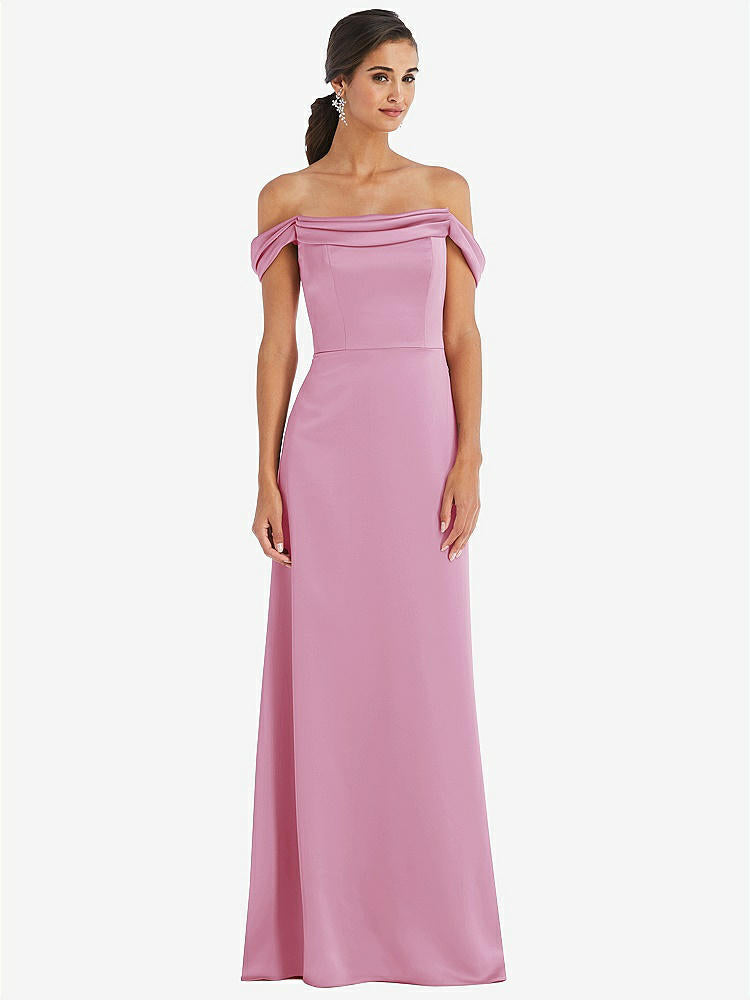【STYLE: 3079】Draped Pleat Off-the-Shoulder Maxi Dress【COLOR: Powder Pink】