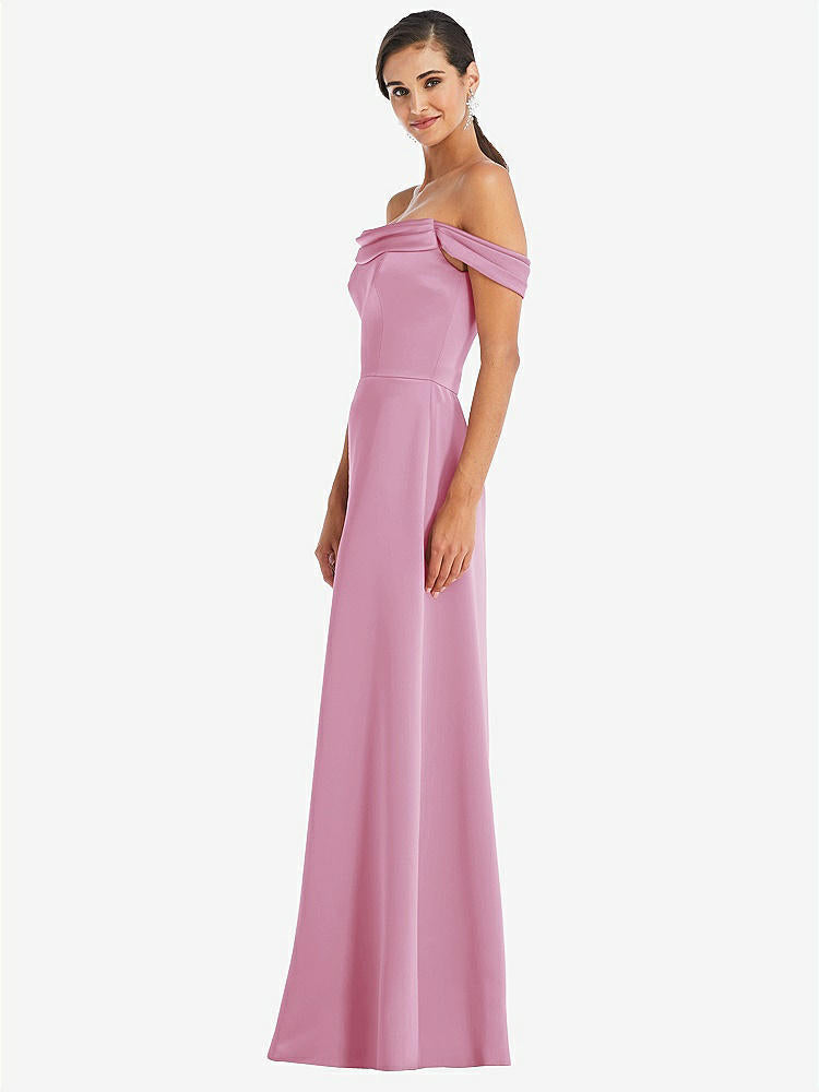 【STYLE: 3079】Draped Pleat Off-the-Shoulder Maxi Dress【COLOR: Powder Pink】