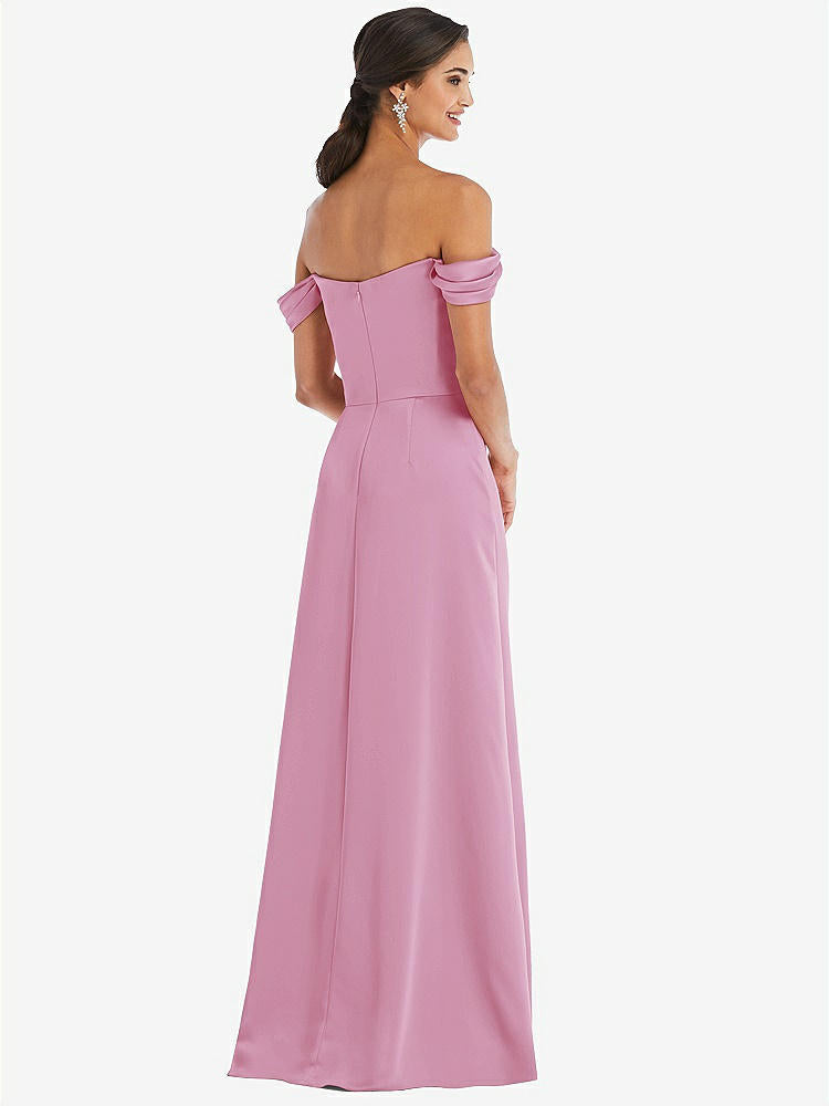 【STYLE: 3079】Draped Pleat Off-the-Shoulder Maxi Dress【COLOR: Powder Pink】