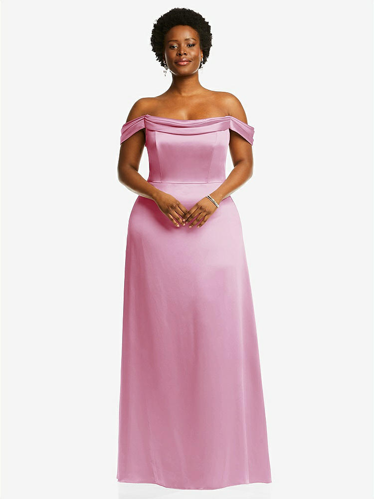 【STYLE: 3079】Draped Pleat Off-the-Shoulder Maxi Dress【COLOR: Powder Pink】