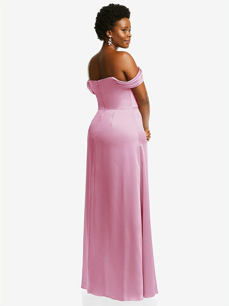 【STYLE: 3079】Draped Pleat Off-the-Shoulder Maxi Dress【COLOR: Powder Pink】