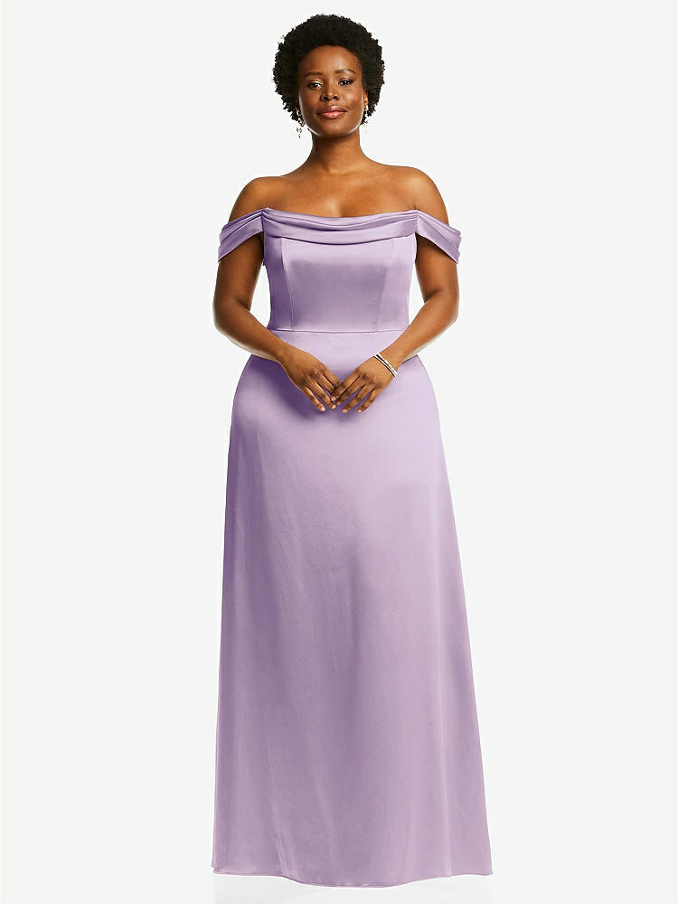 【STYLE: 3079】Draped Pleat Off-the-Shoulder Maxi Dress【COLOR: Pale Purple】