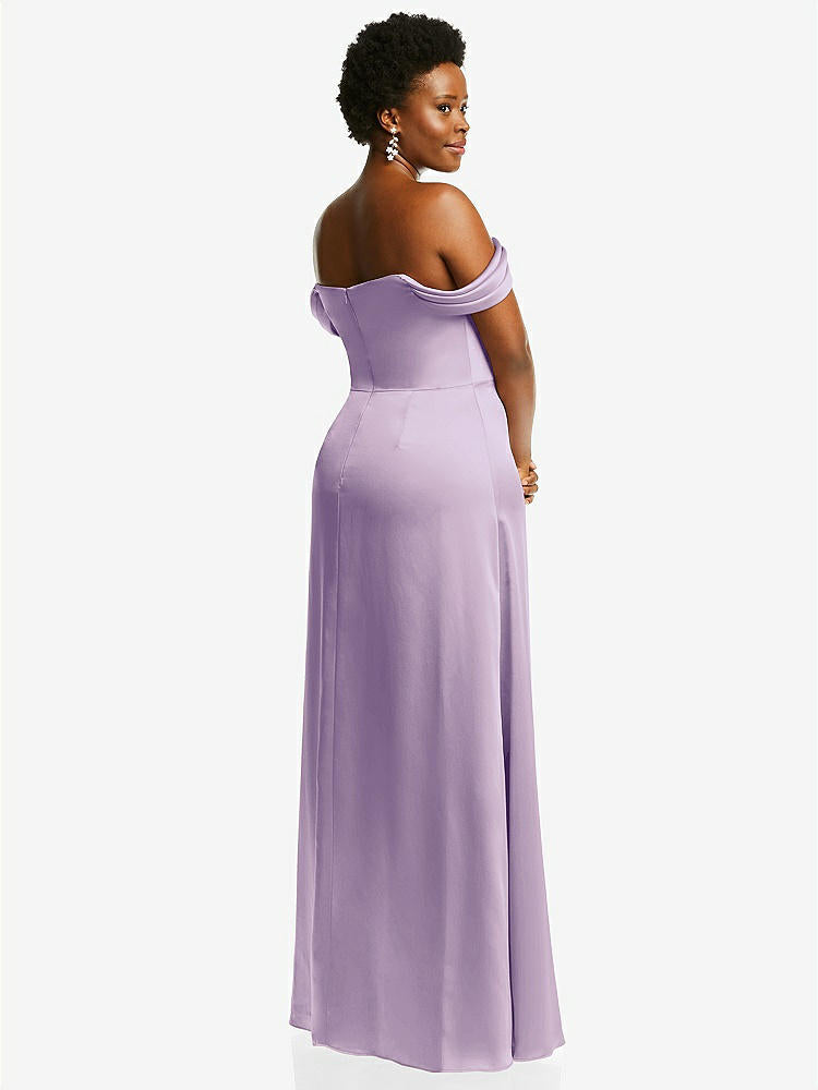 【STYLE: 3079】Draped Pleat Off-the-Shoulder Maxi Dress【COLOR: Pale Purple】