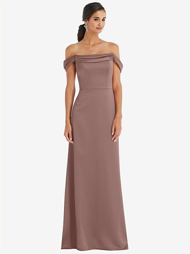 【STYLE: 3079】Draped Pleat Off-the-Shoulder Maxi Dress【COLOR: Sienna】