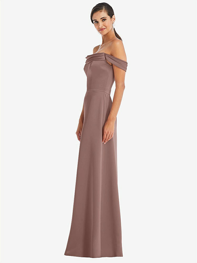 【STYLE: 3079】Draped Pleat Off-the-Shoulder Maxi Dress【COLOR: Sienna】
