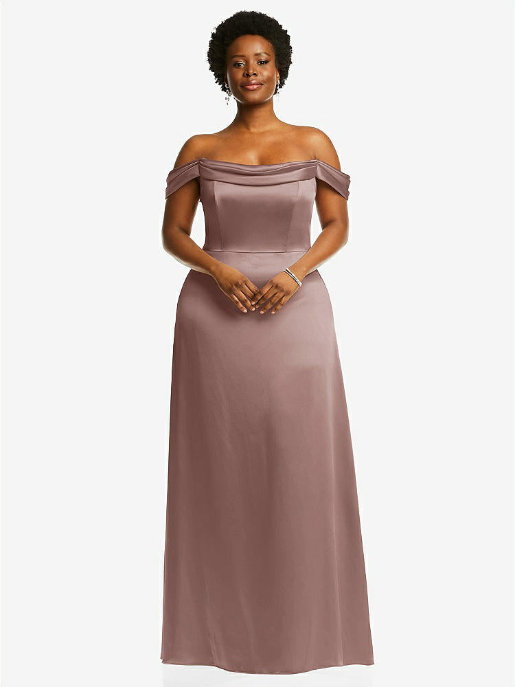 【STYLE: 3079】Draped Pleat Off-the-Shoulder Maxi Dress【COLOR: Sienna】
