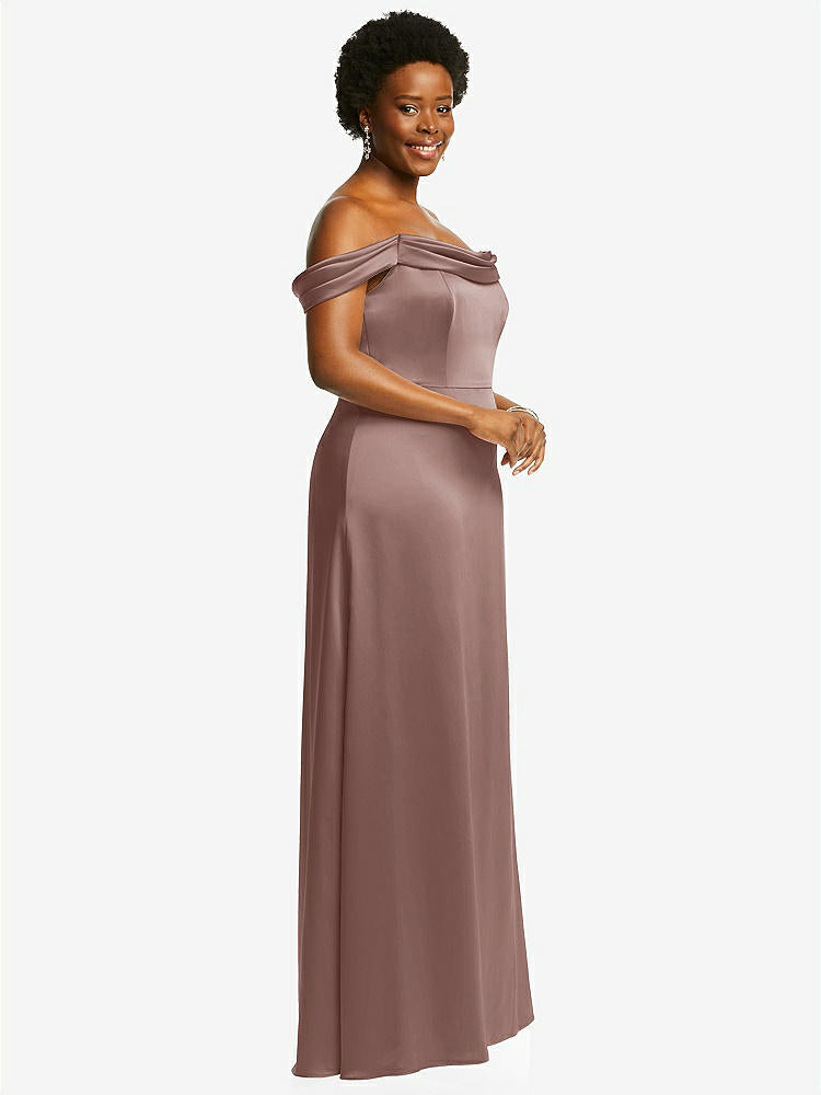 【STYLE: 3079】Draped Pleat Off-the-Shoulder Maxi Dress【COLOR: Sienna】