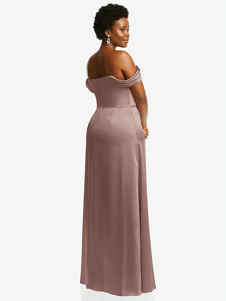 【STYLE: 3079】Draped Pleat Off-the-Shoulder Maxi Dress【COLOR: Sienna】