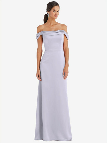 【STYLE: 3079】Draped Pleat Off-the-Shoulder Maxi Dress【COLOR: Silver Dove】