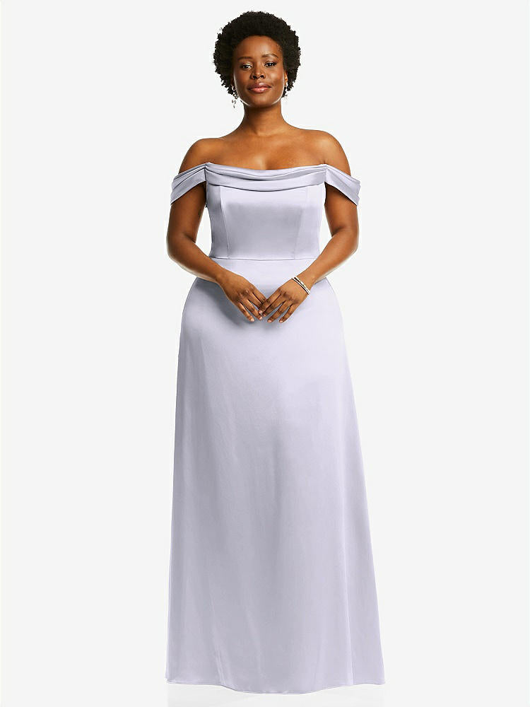 【STYLE: 3079】Draped Pleat Off-the-Shoulder Maxi Dress【COLOR: Silver Dove】
