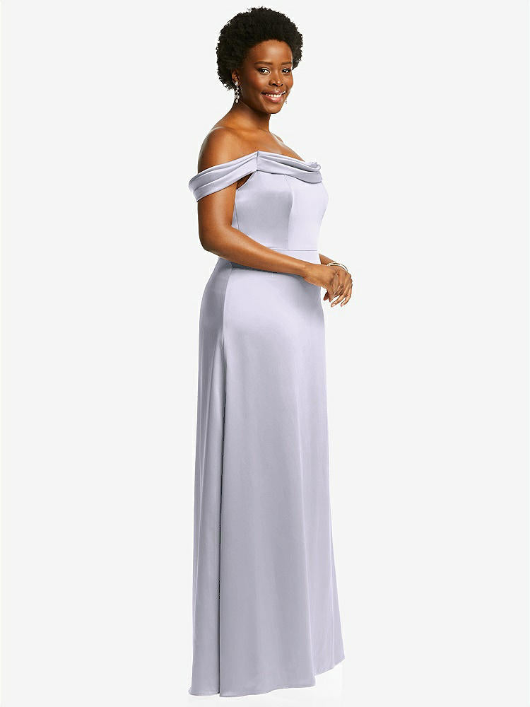 【STYLE: 3079】Draped Pleat Off-the-Shoulder Maxi Dress【COLOR: Silver Dove】