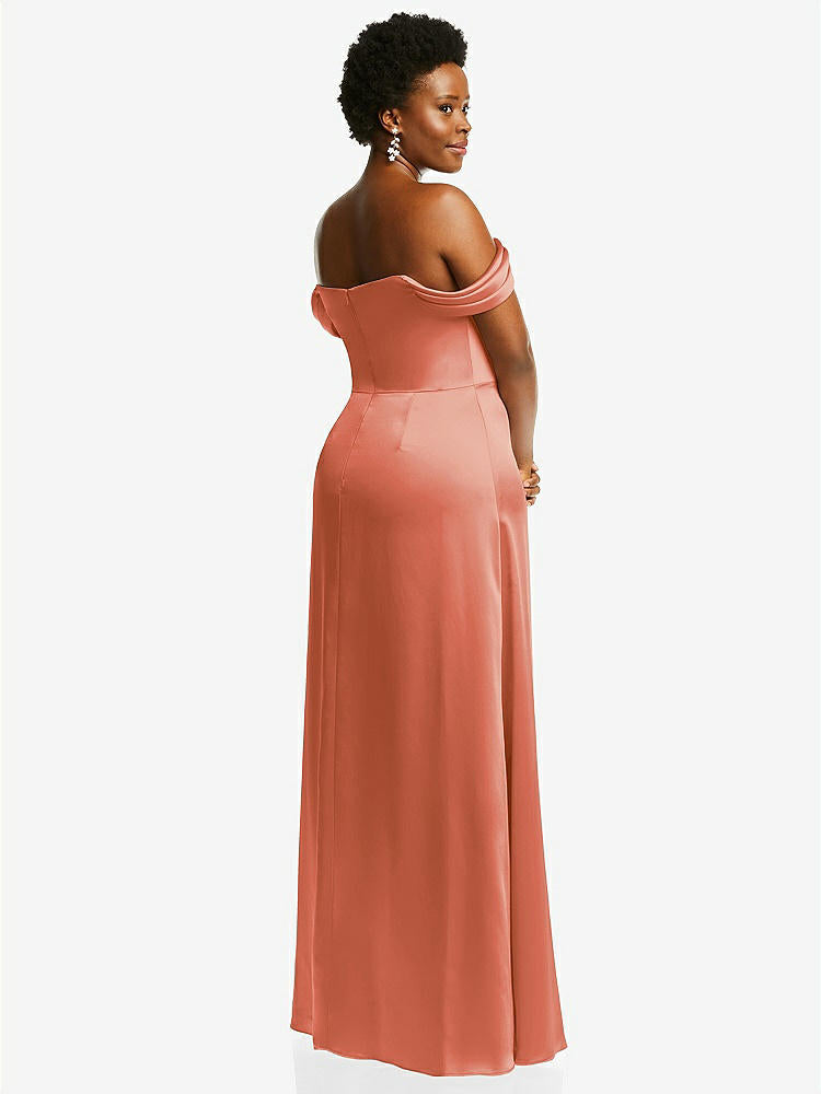 【STYLE: 3079】Draped Pleat Off-the-Shoulder Maxi Dress【COLOR: Terracotta Copper】