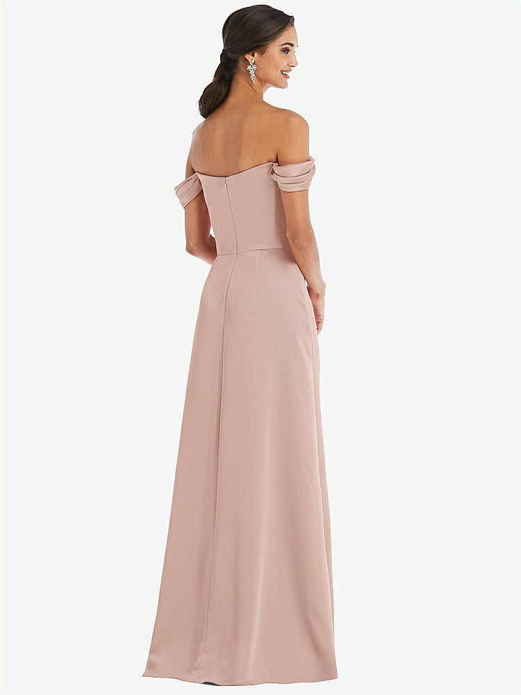 【STYLE: 3079】Draped Pleat Off-the-Shoulder Maxi Dress【COLOR: Toasted Sugar】