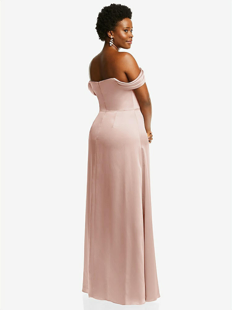 【STYLE: 3079】Draped Pleat Off-the-Shoulder Maxi Dress【COLOR: Toasted Sugar】